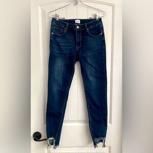 New A2 Jeans Sz 7 Dark Wash Ankle Crop Raw Step Hem Fringe Ankle Jeans